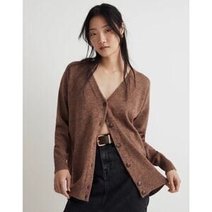 Madewell Brown Rosehip Soft Cozy Button Up V-Neck Relaxed Cardigan Large